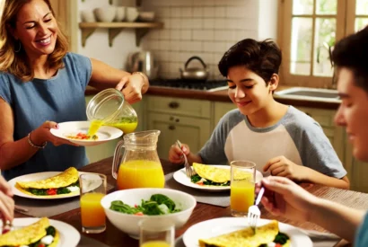 Thumbnail for A Family Breakfast Hit: Spinach, Tomato, and Feta Omelet