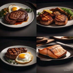Three-day carnivore diet meal plan with steak, pork chops, and salmon